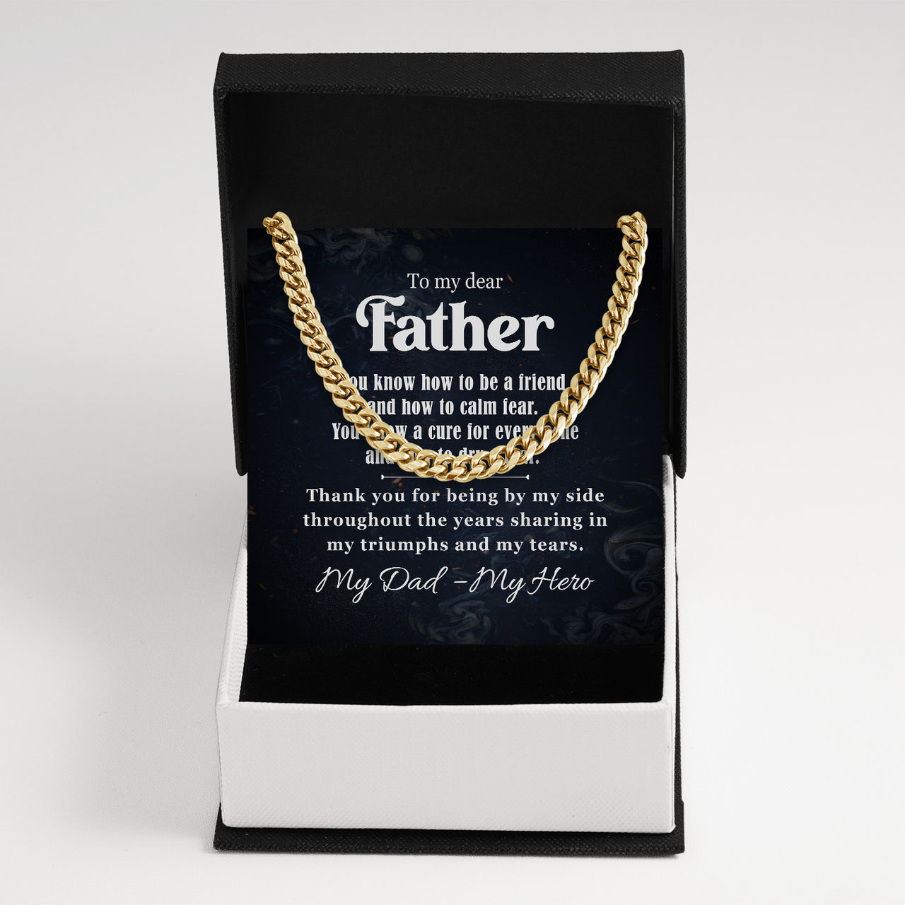 Cuban Necklace Gifts For Dad With Personalized Message Card Necklace