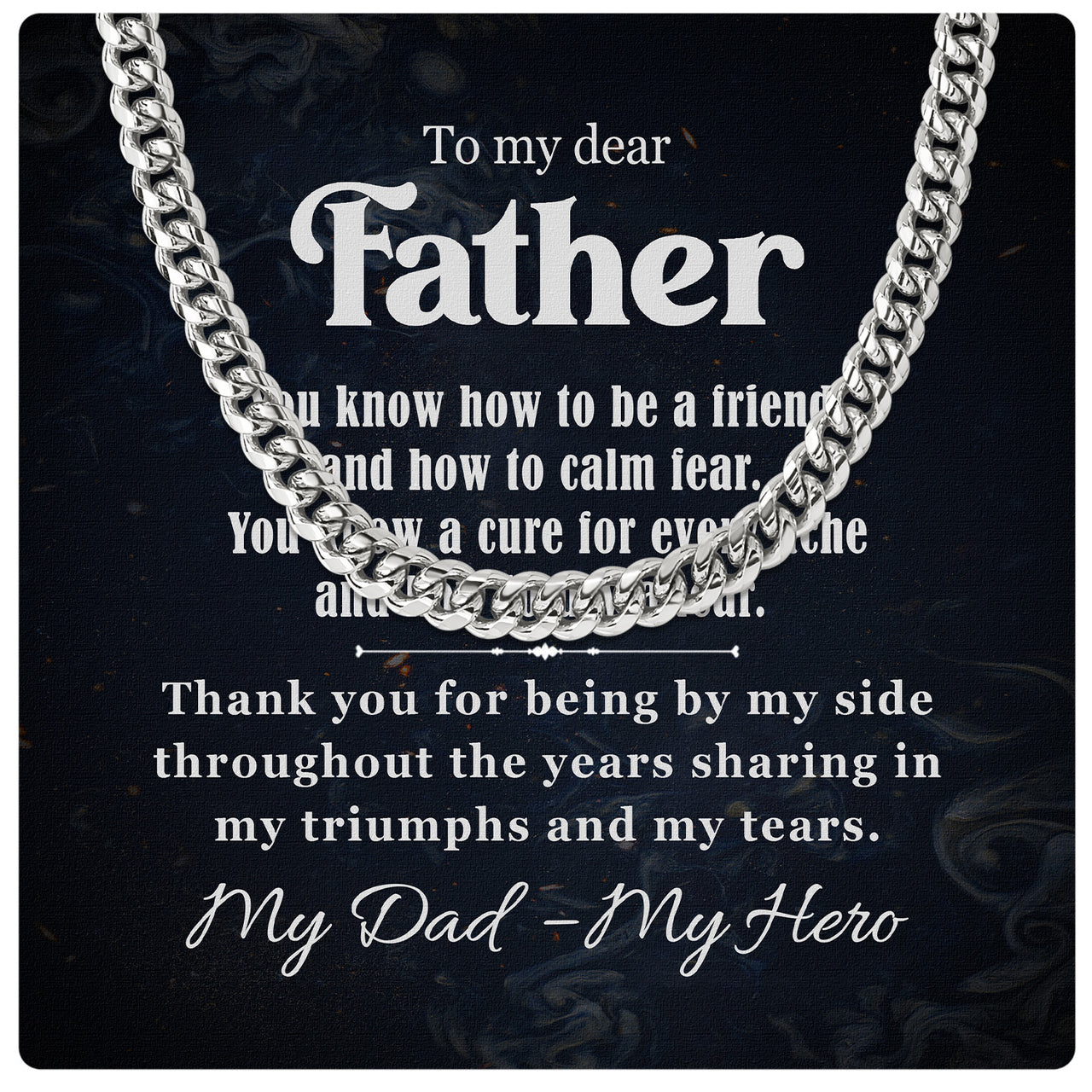 Cuban Necklace Gifts For Dad With Personalized Message Card Necklace