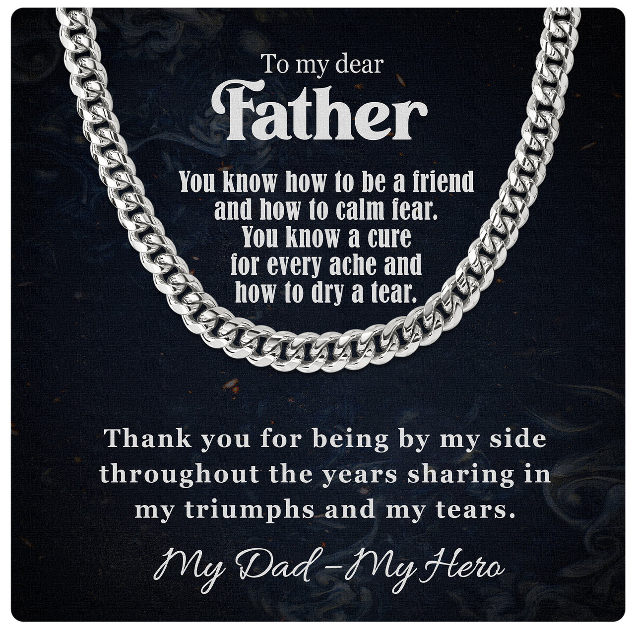 Cuban Necklace Gifts For Dad With Personalized Message Card Necklace