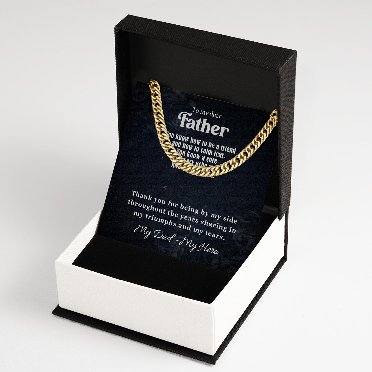 Cuban Necklace Gifts For Dad With Personalized Message Card Necklace