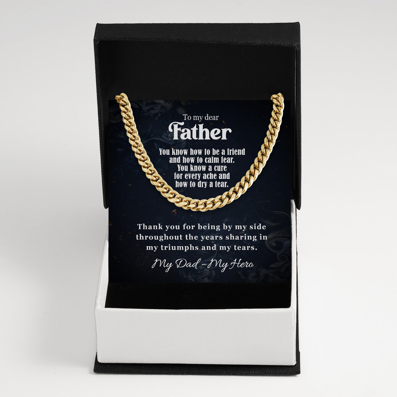 Cuban Necklace Gifts For Dad With Personalized Message Card Necklace