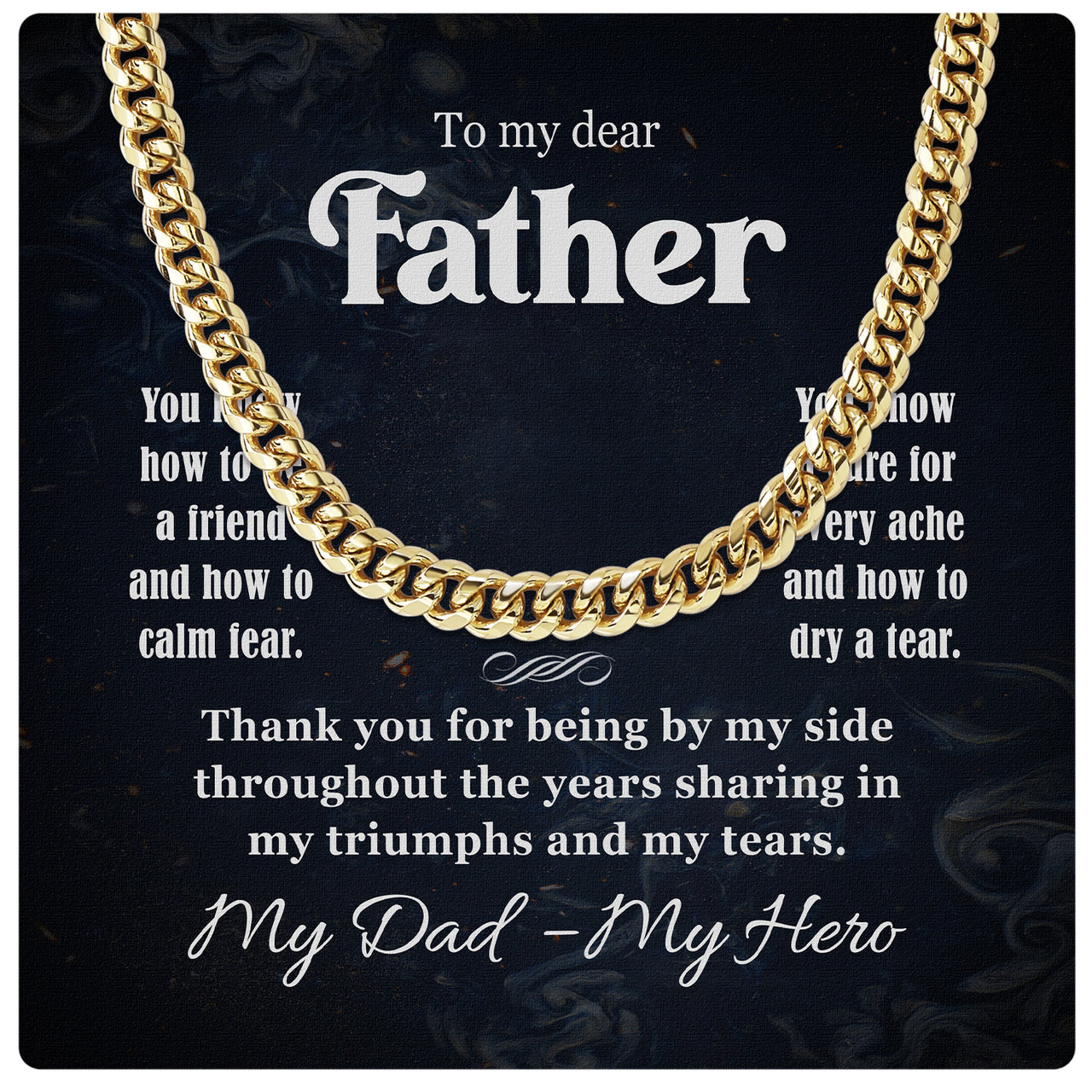 Cuban Necklace Gifts For Dad With Personalized Message Card Necklace