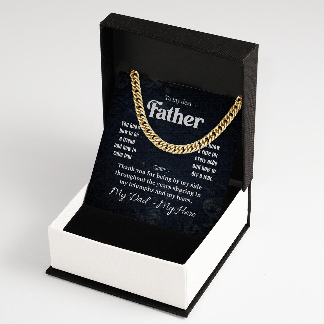 Cuban Necklace Gifts For Dad With Personalized Message Card Necklace