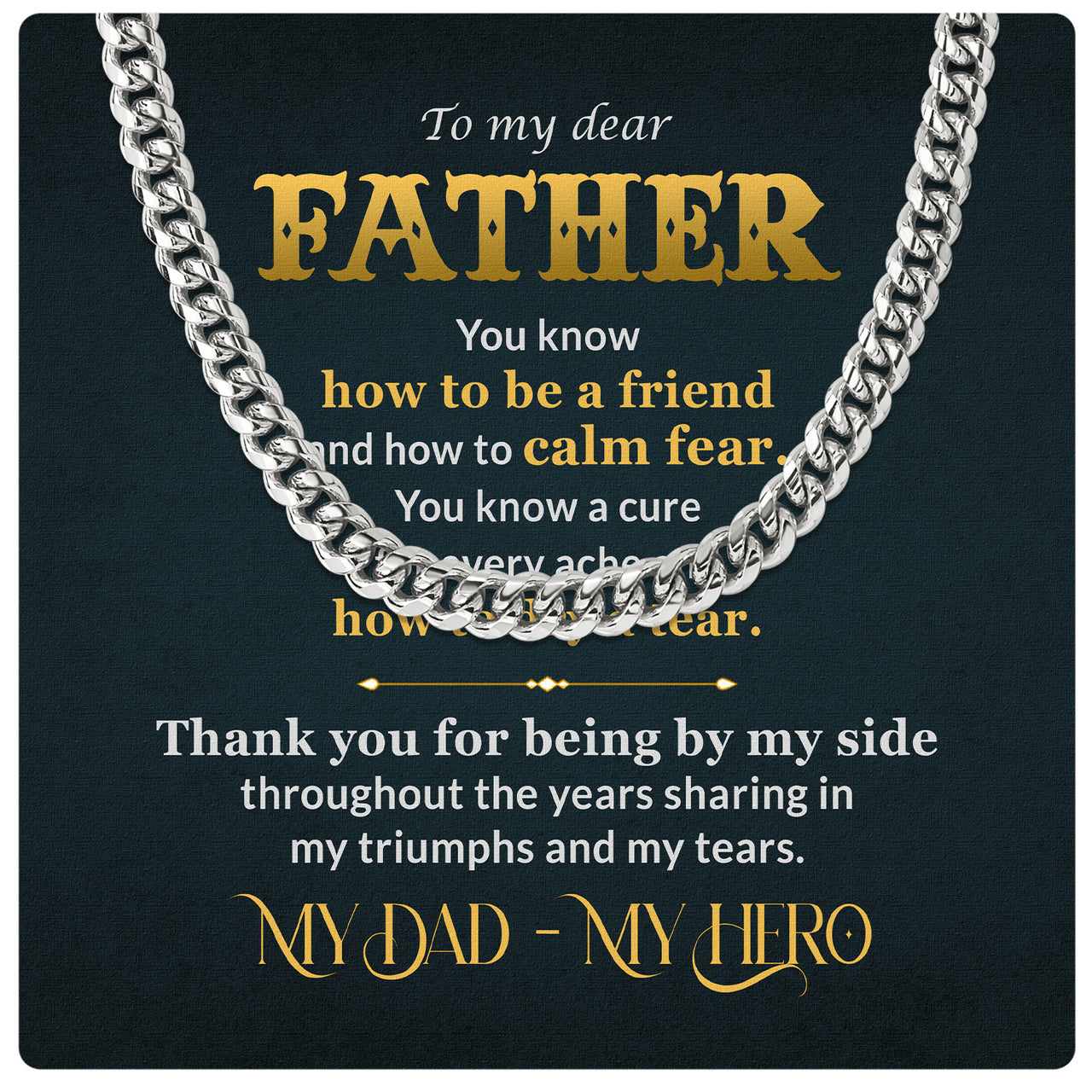 Cuban Necklace Gifts For Dad With Personalized Message Card Necklace