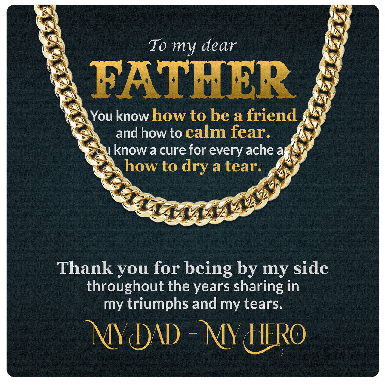 Cuban Necklace Gifts For Dad With Personalized Message Card Necklace