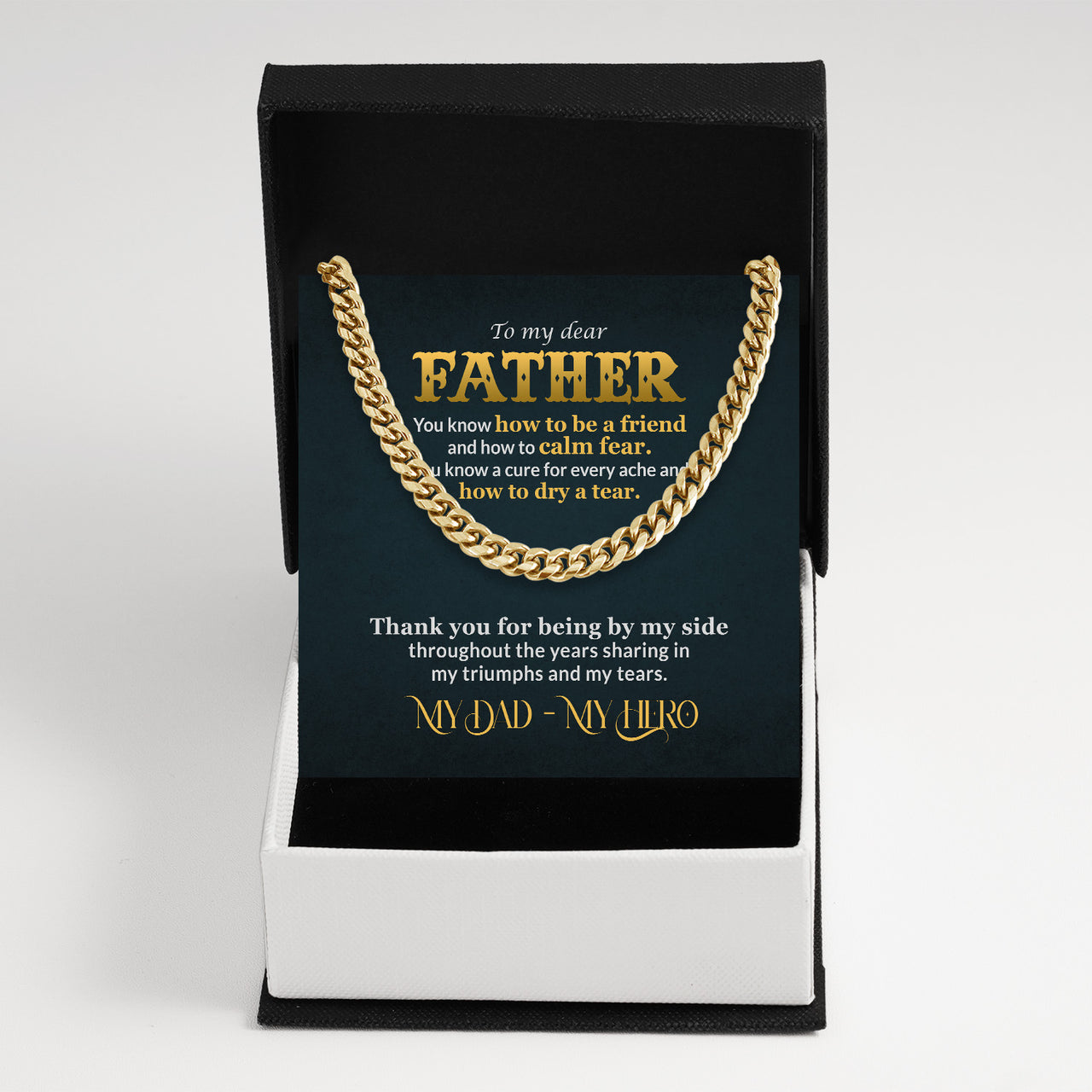 Cuban Necklace Gifts For Dad With Personalized Message Card Necklace