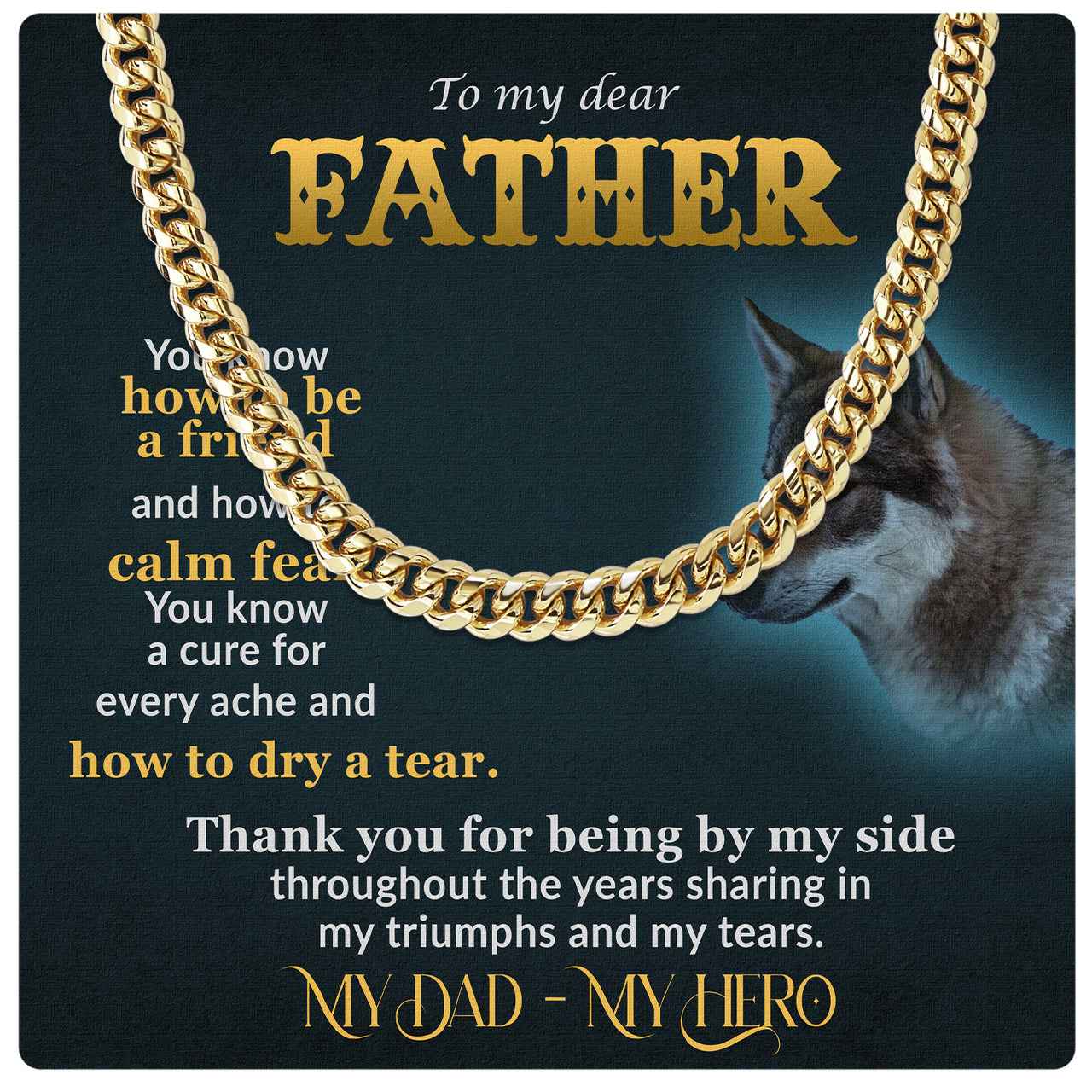 Cuban Necklace Gifts For Dad With Personalized Message Card Necklace