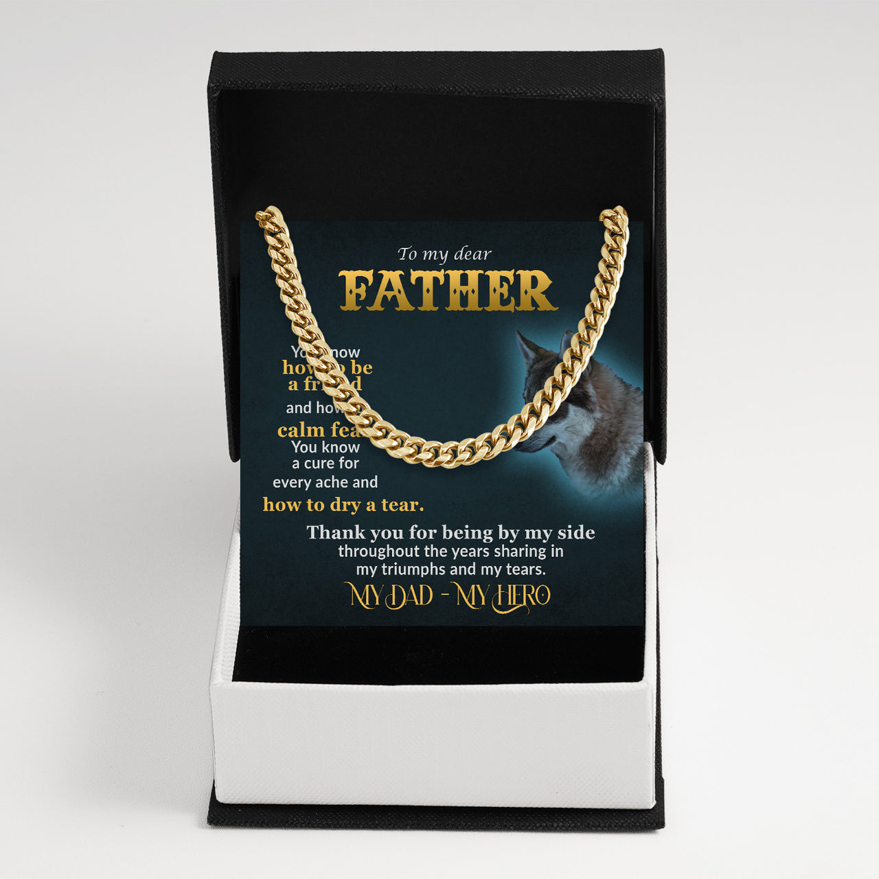 Cuban Necklace Gifts For Dad With Personalized Message Card Necklace