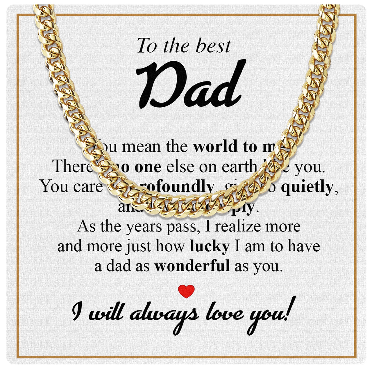 Cuban Necklace Gifts For Dad With Personalized Message Card Necklace