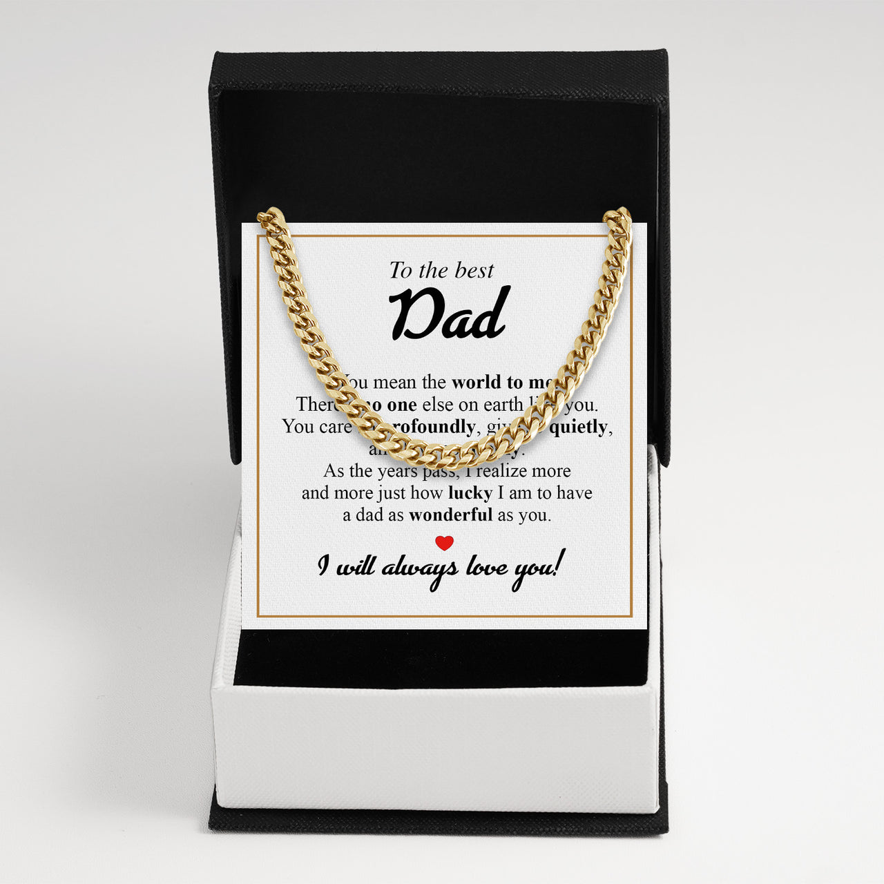 Cuban Necklace Gifts For Dad With Personalized Message Card Necklace