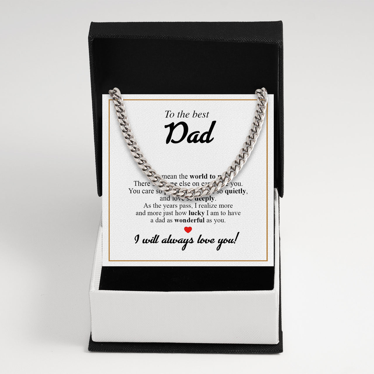 Cuban Necklace Gifts For Dad With Personalized Message Card Necklace