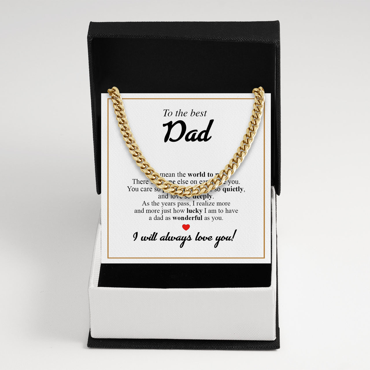 Cuban Necklace Gifts For Dad With Personalized Message Card Necklace