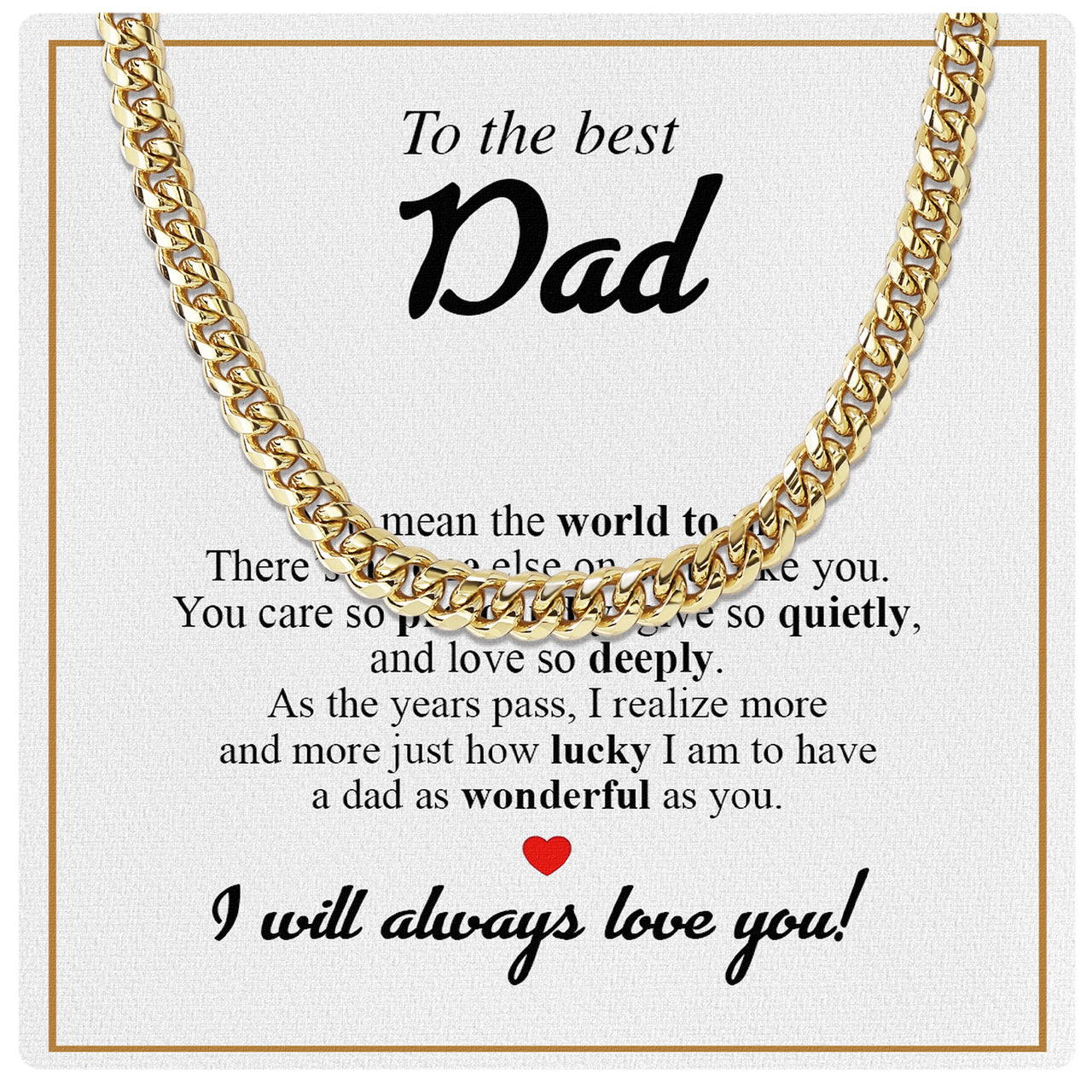 Cuban Necklace Gifts For Dad With Personalized Message Card Necklace