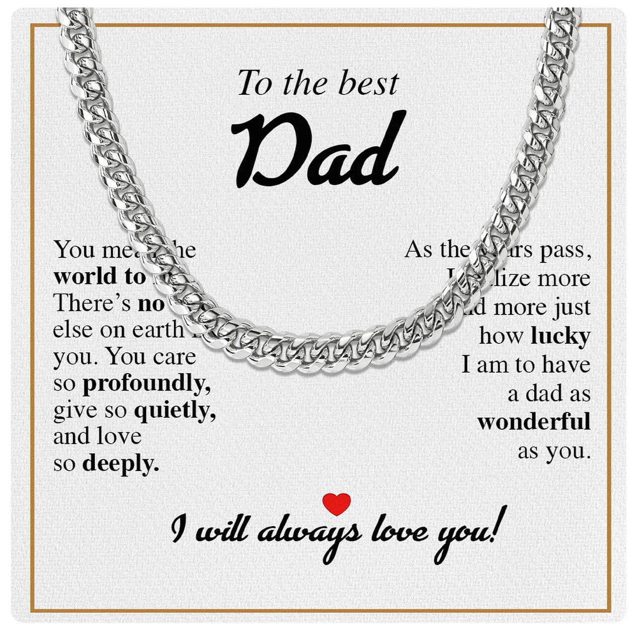 Cuban Necklace Gifts For Dad With Personalized Message Card Necklace