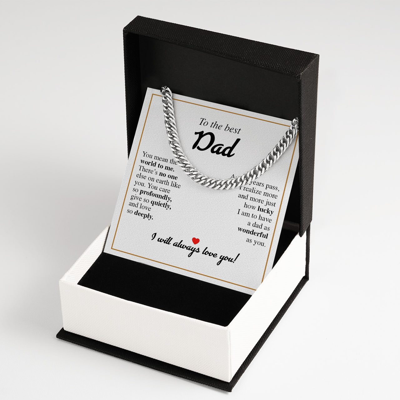 Cuban Necklace Gifts For Dad With Personalized Message Card Necklace