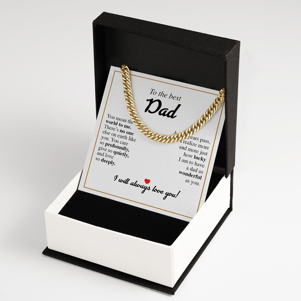 Cuban Necklace Gifts For Dad With Personalized Message Card Necklace