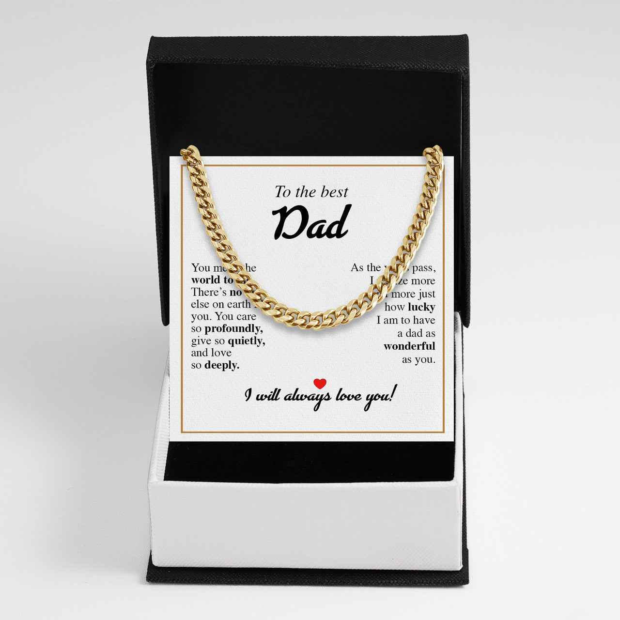 Cuban Necklace Gifts For Dad With Personalized Message Card Necklace