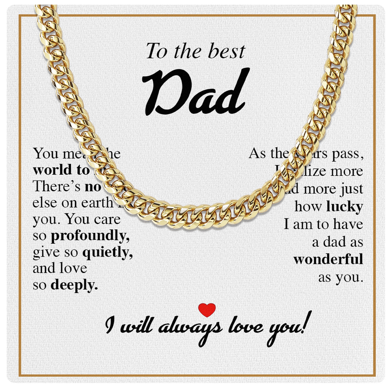 Cuban Necklace Gifts For Dad With Personalized Message Card Necklace