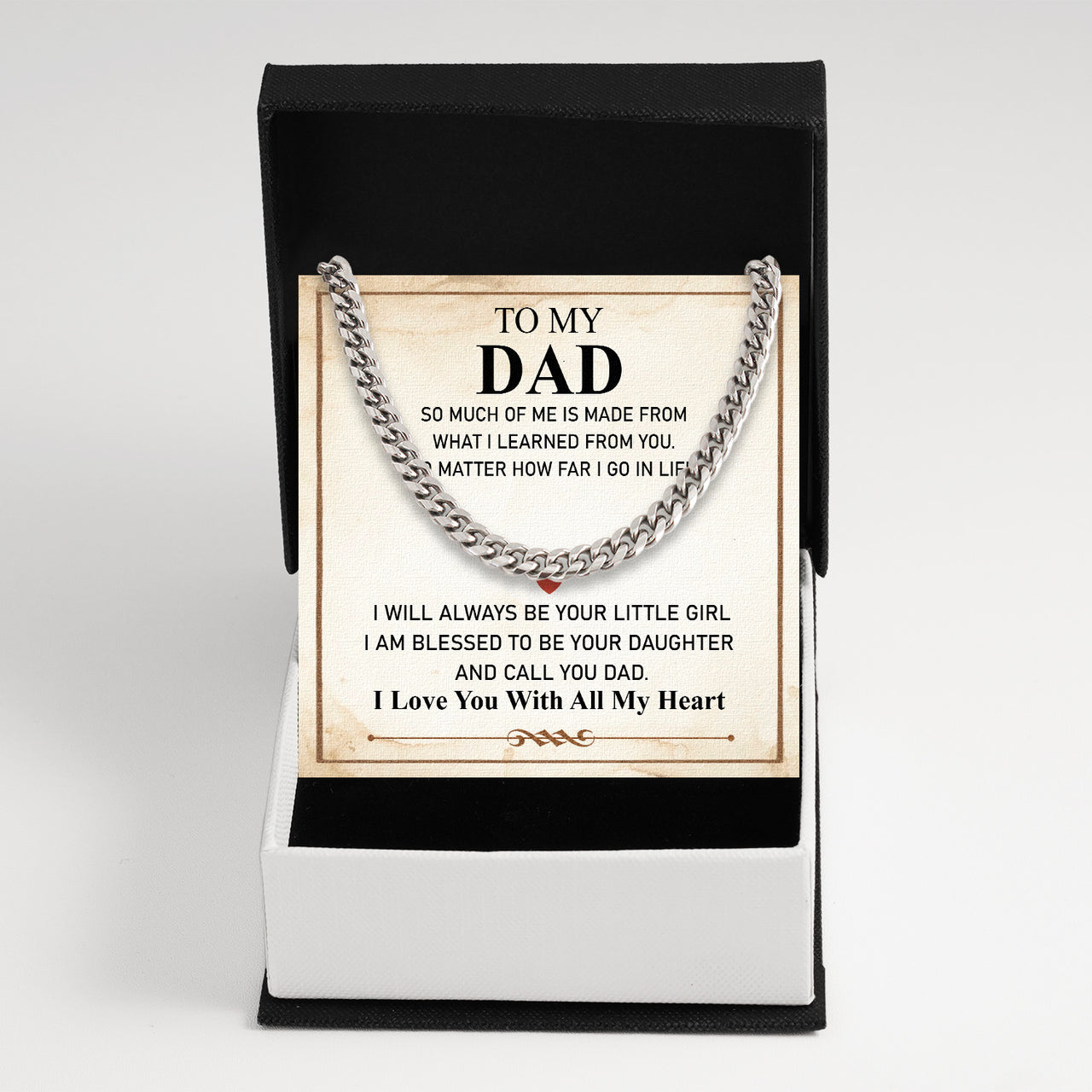 Cuban Necklace Gifts For Dad With Personalized Message Card Necklace