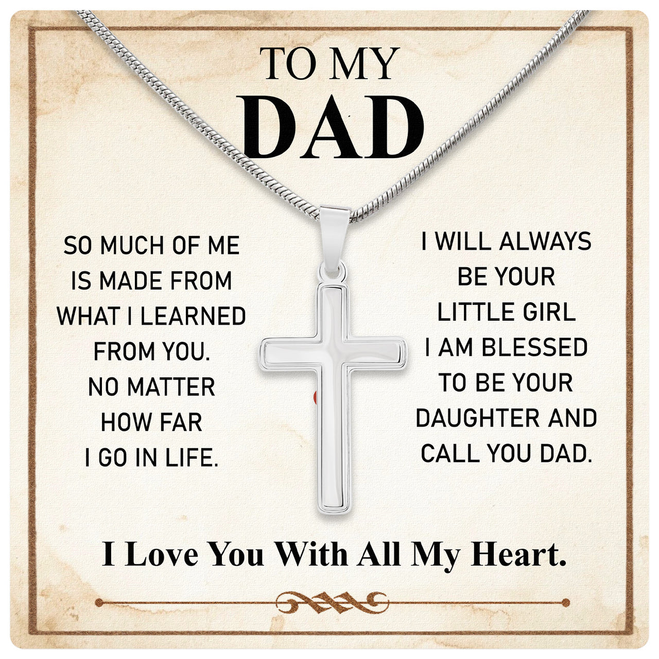 Cuban Necklace Gifts For Dad With Personalized Message Card Necklace