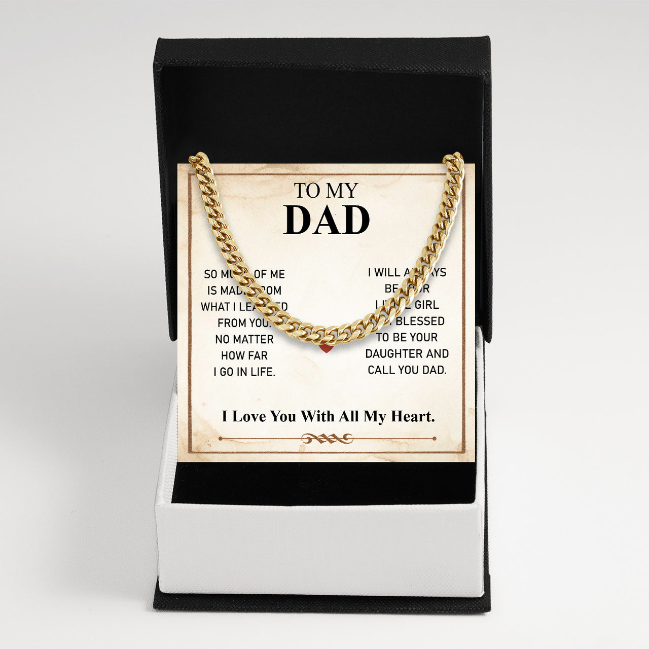 Cuban Necklace Gifts For Dad With Personalized Message Card Necklace