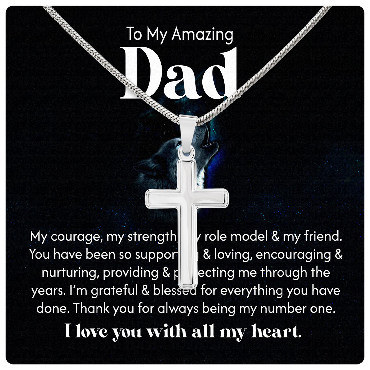 Cuban Necklace Gifts For Dad With Personalized Message Card Necklace