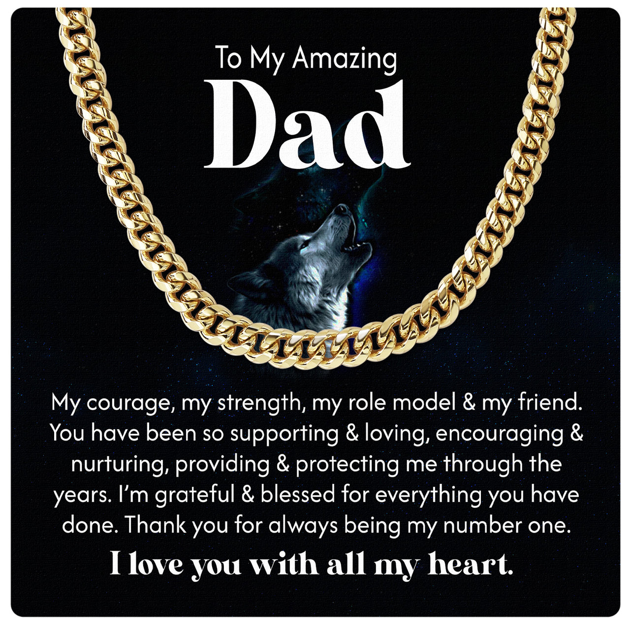 Cuban Necklace Gifts For Dad With Personalized Message Card Necklace