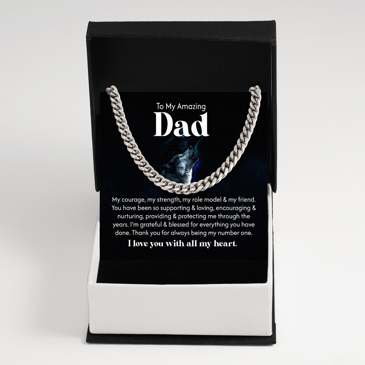 Cuban Necklace Gifts For Dad With Personalized Message Card Necklace