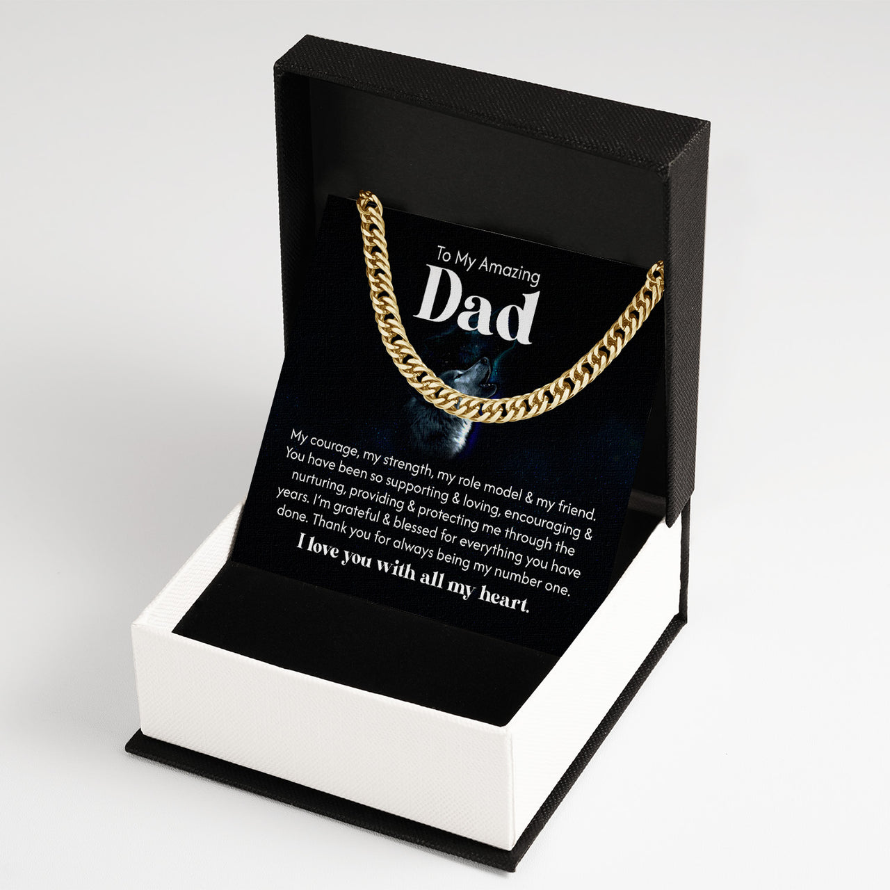 Cuban Necklace Gifts For Dad With Personalized Message Card Necklace