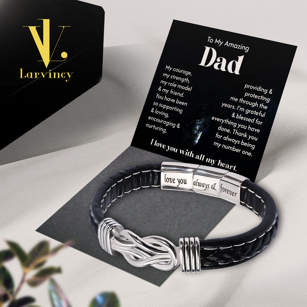 Bracelet Necklace Gifts For Dad With Personalized Message Card Necklace