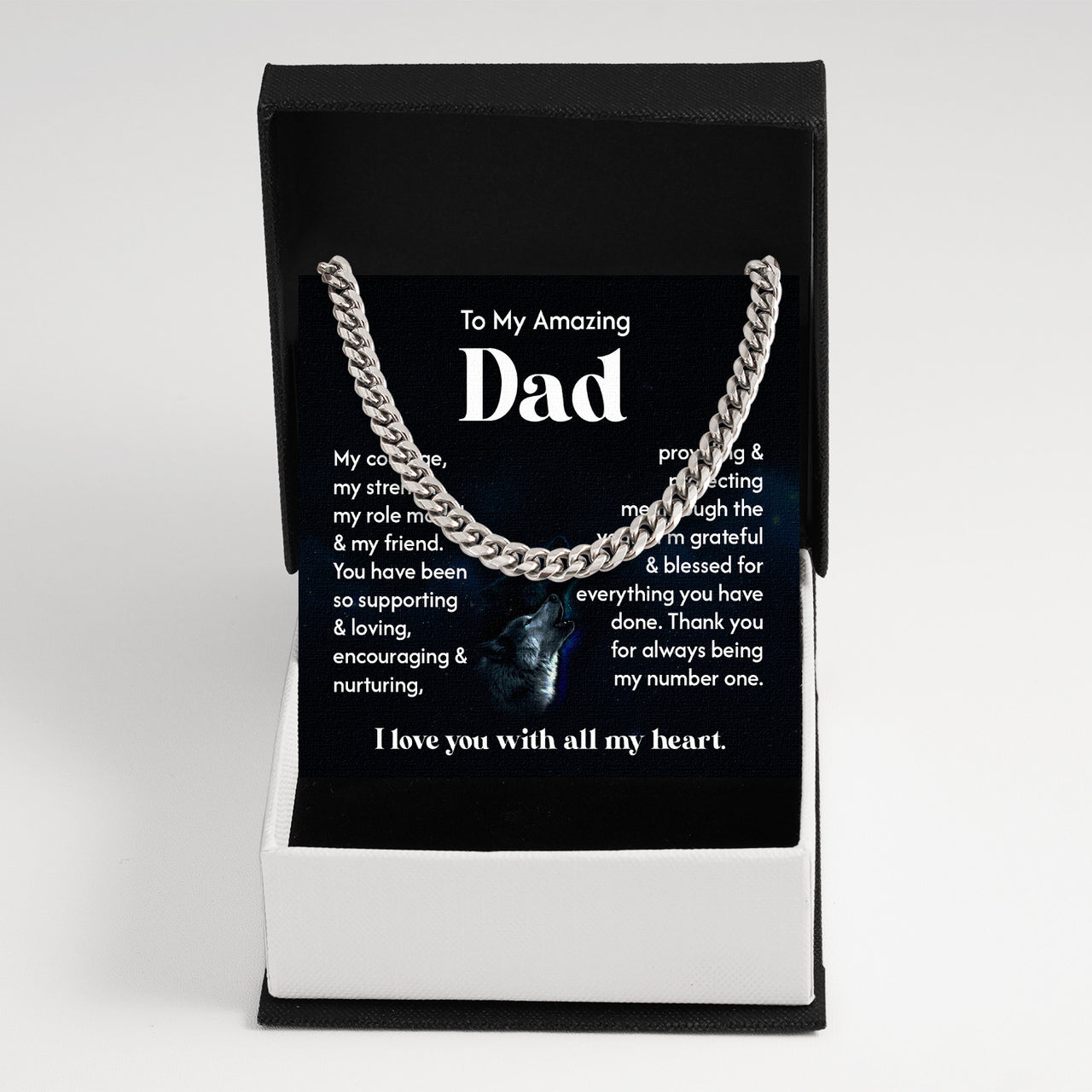 Cuban Necklace Gifts For Dad With Personalized Message Card Necklace