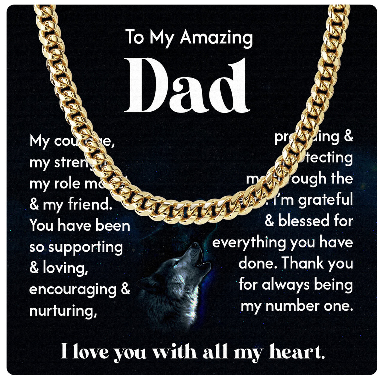 Cuban Necklace Gifts For Dad With Personalized Message Card Necklace