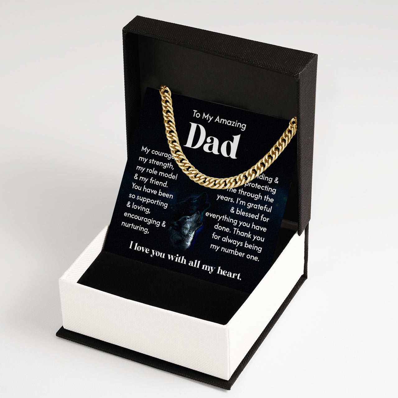 Cuban Necklace Gifts For Dad With Personalized Message Card Necklace