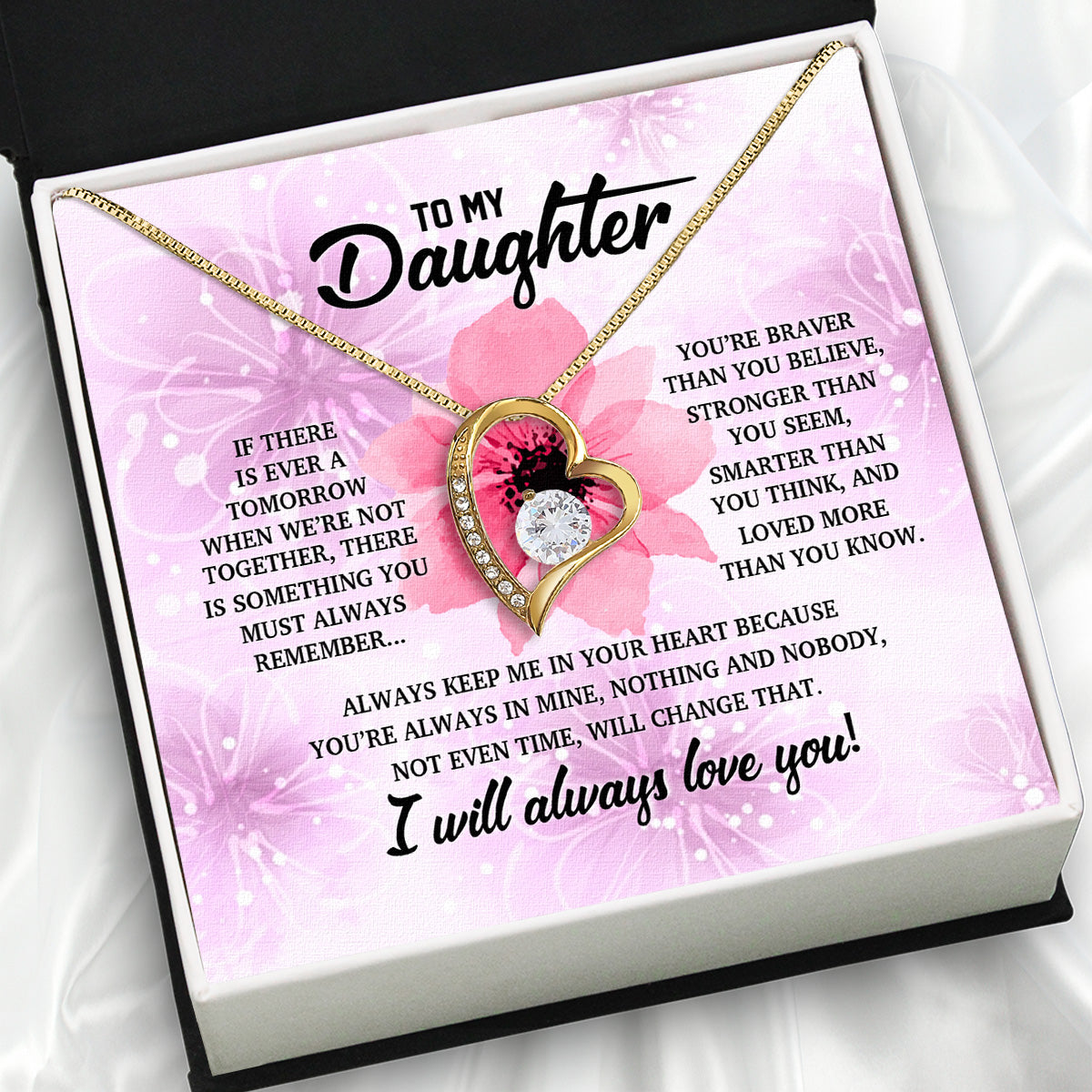 To My Daughter Necklace With Personalized Message Card