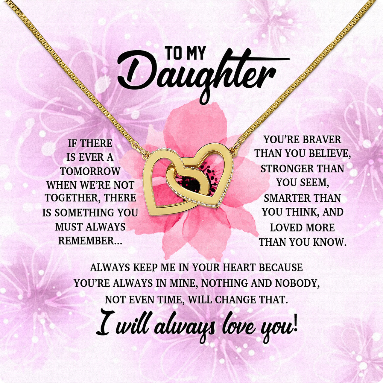 To My Daughter Necklace With Personalized Message Card