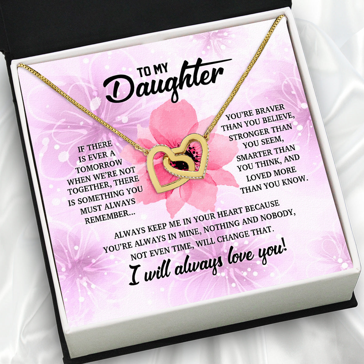 To My Daughter Necklace With Personalized Message Card