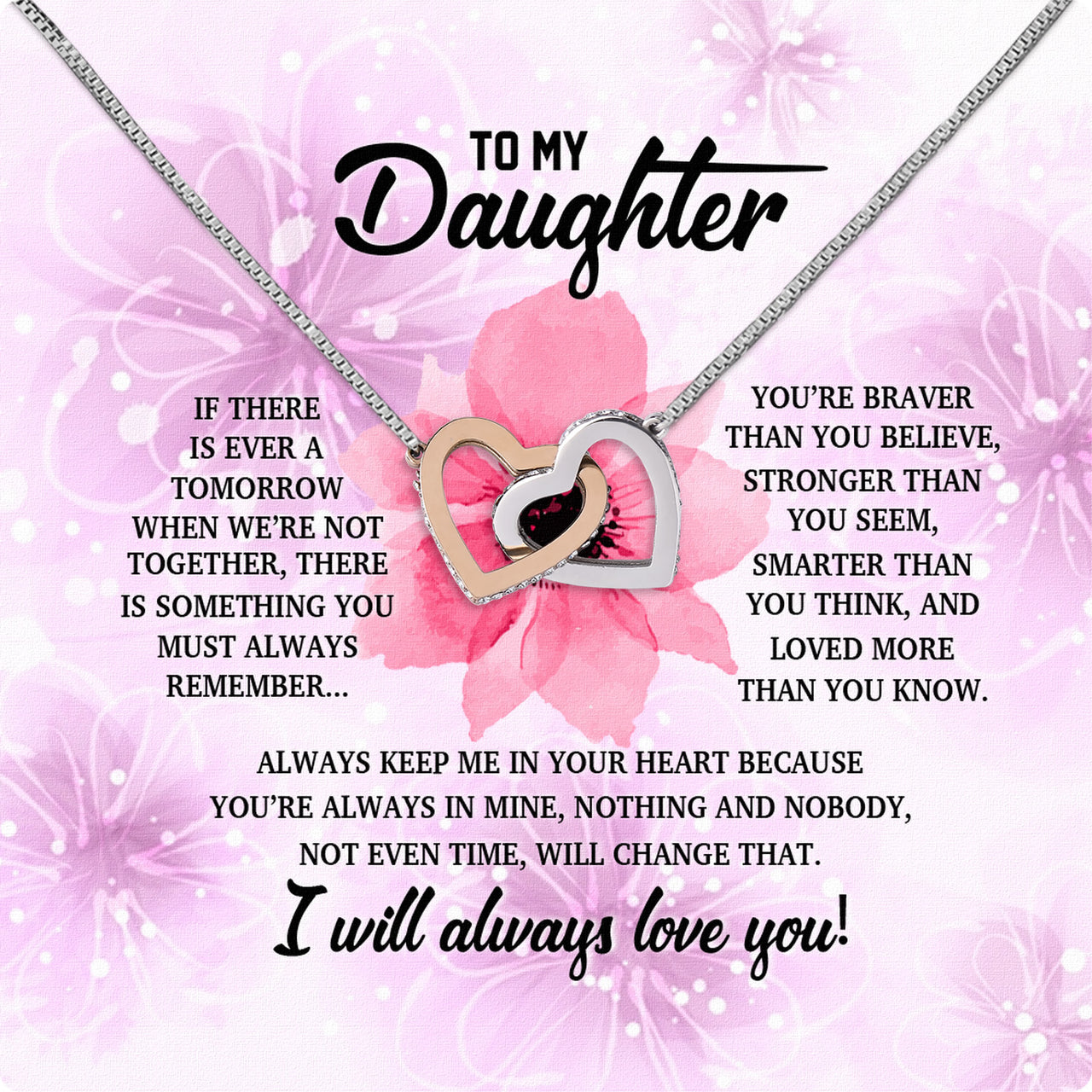 To My Daughter Necklace With Personalized Message Card