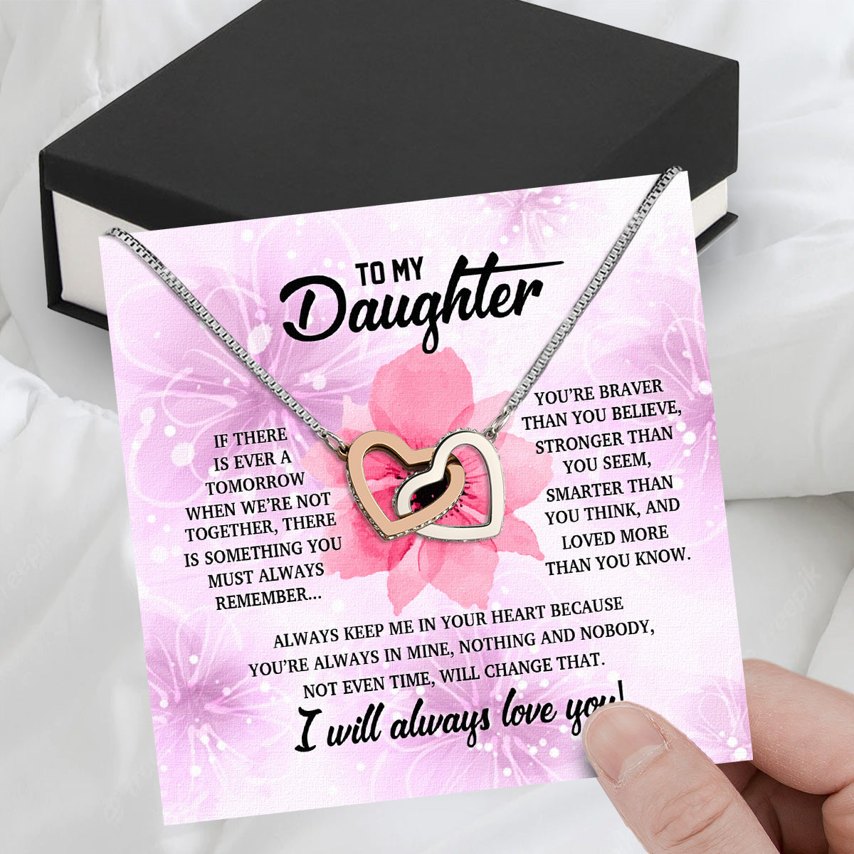 To My Daughter Necklace With Personalized Message Card