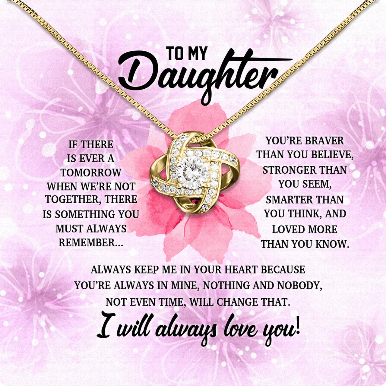 To My Daughter Necklace With Personalized Message Card