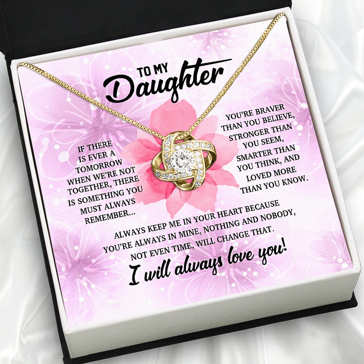 To My Daughter Necklace With Personalized Message Card