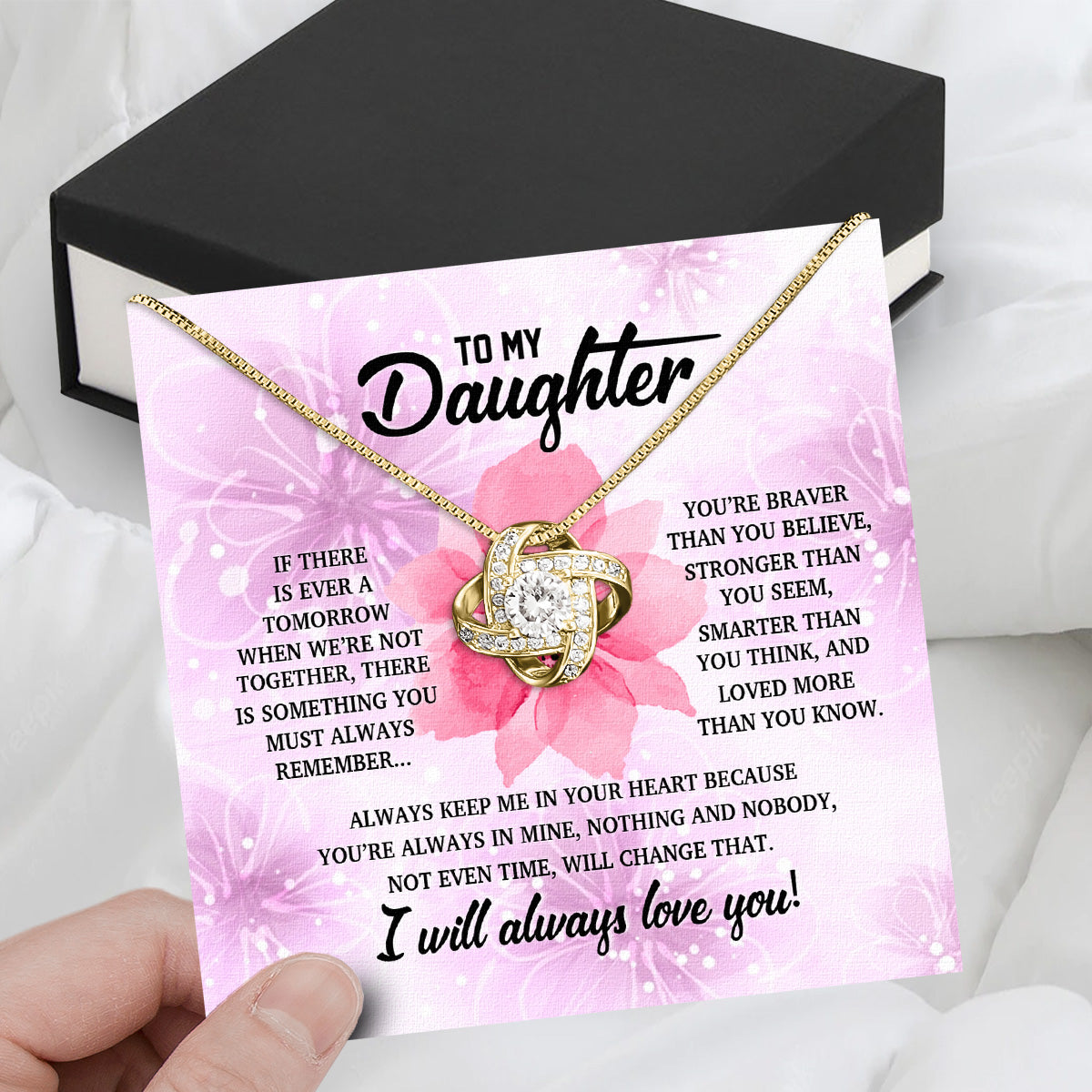 To My Daughter Necklace With Personalized Message Card