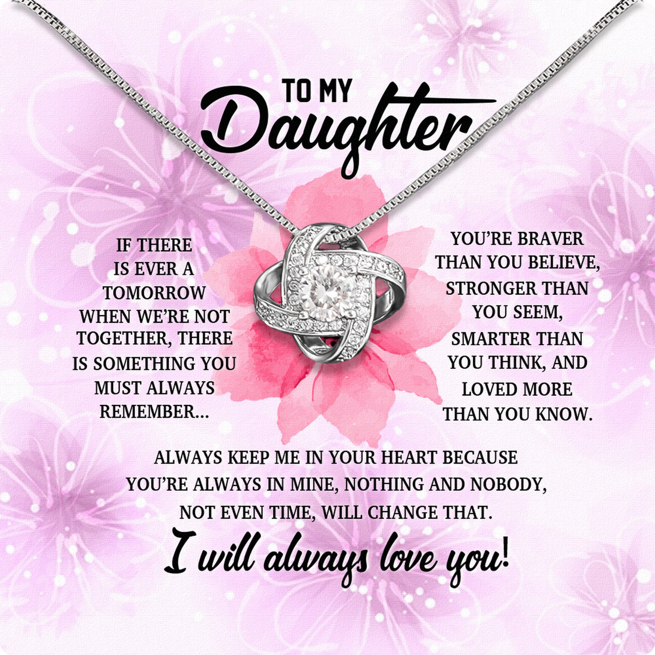 To My Daughter Necklace With Personalized Message Card