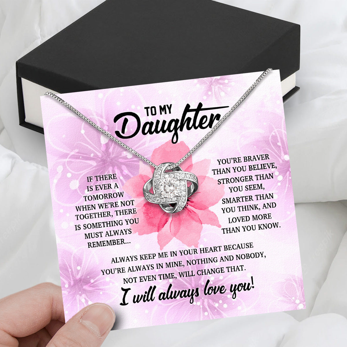 To My Daughter Necklace With Personalized Message Card