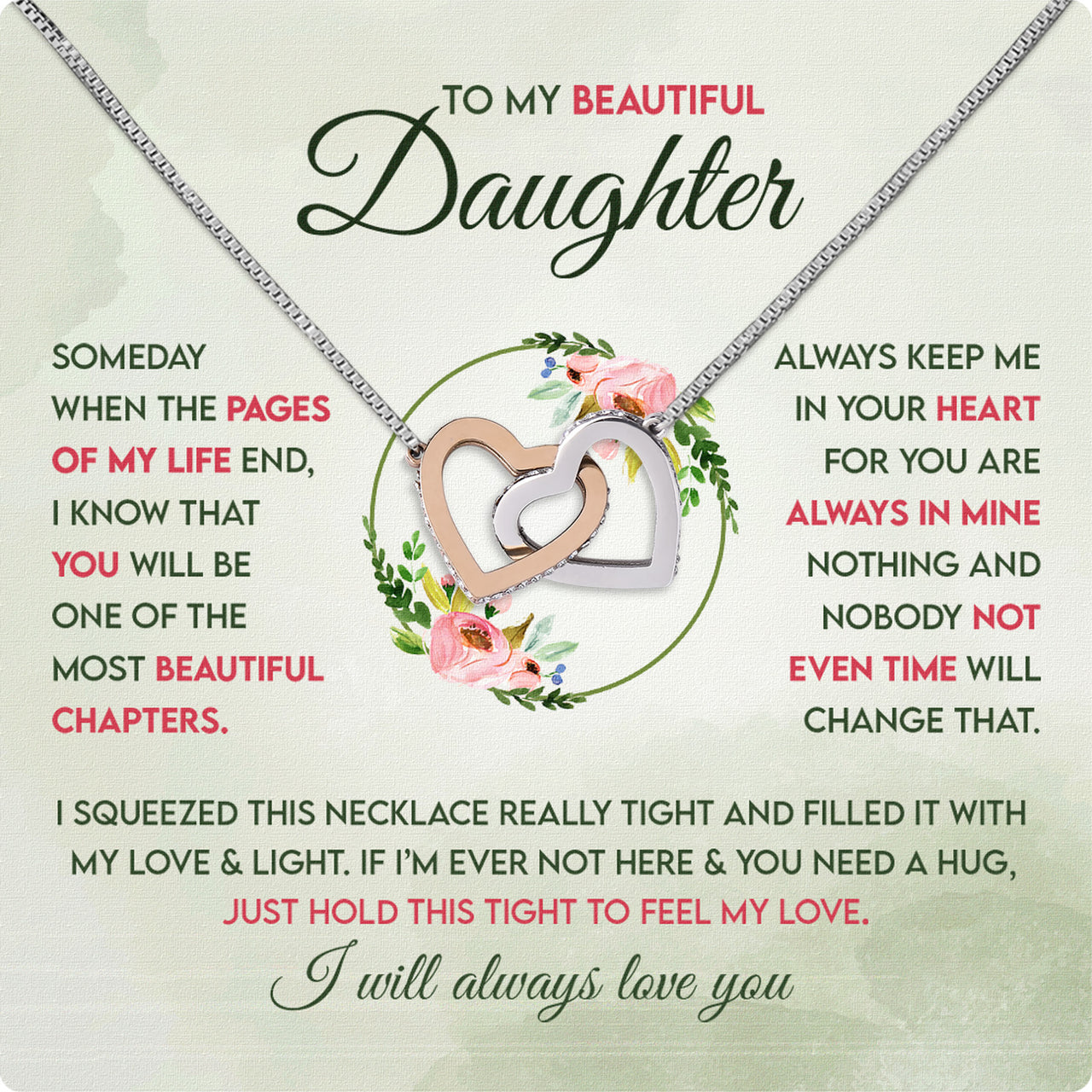 To My Daughter Necklace With Personalized Message Card