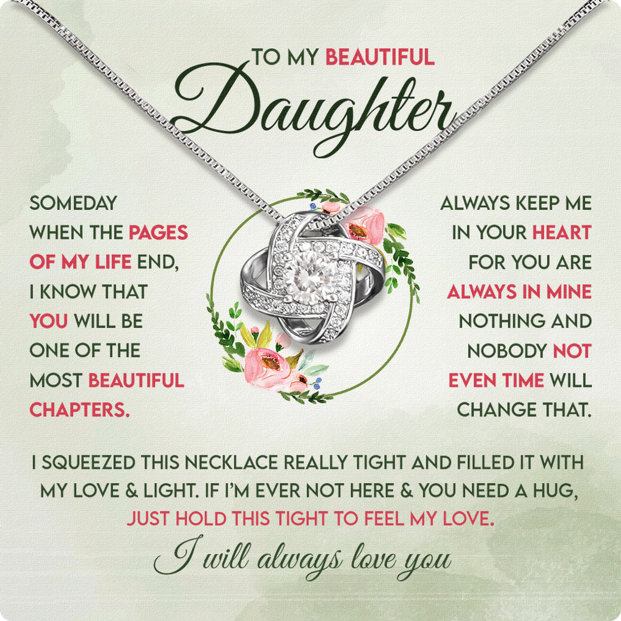 To My Daughter Necklace With Personalized Message Card