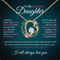 To My Daughter Necklace From Mom With Heartfelt Message Card, Jewelry For Daughter, Daughter Gift From Mom On Birthday, Wedding, Christmas, Graduation