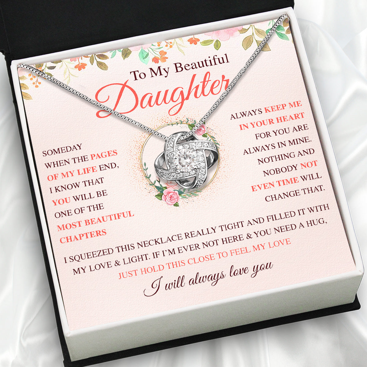 To My Daughter Necklace With Personalized Message Card