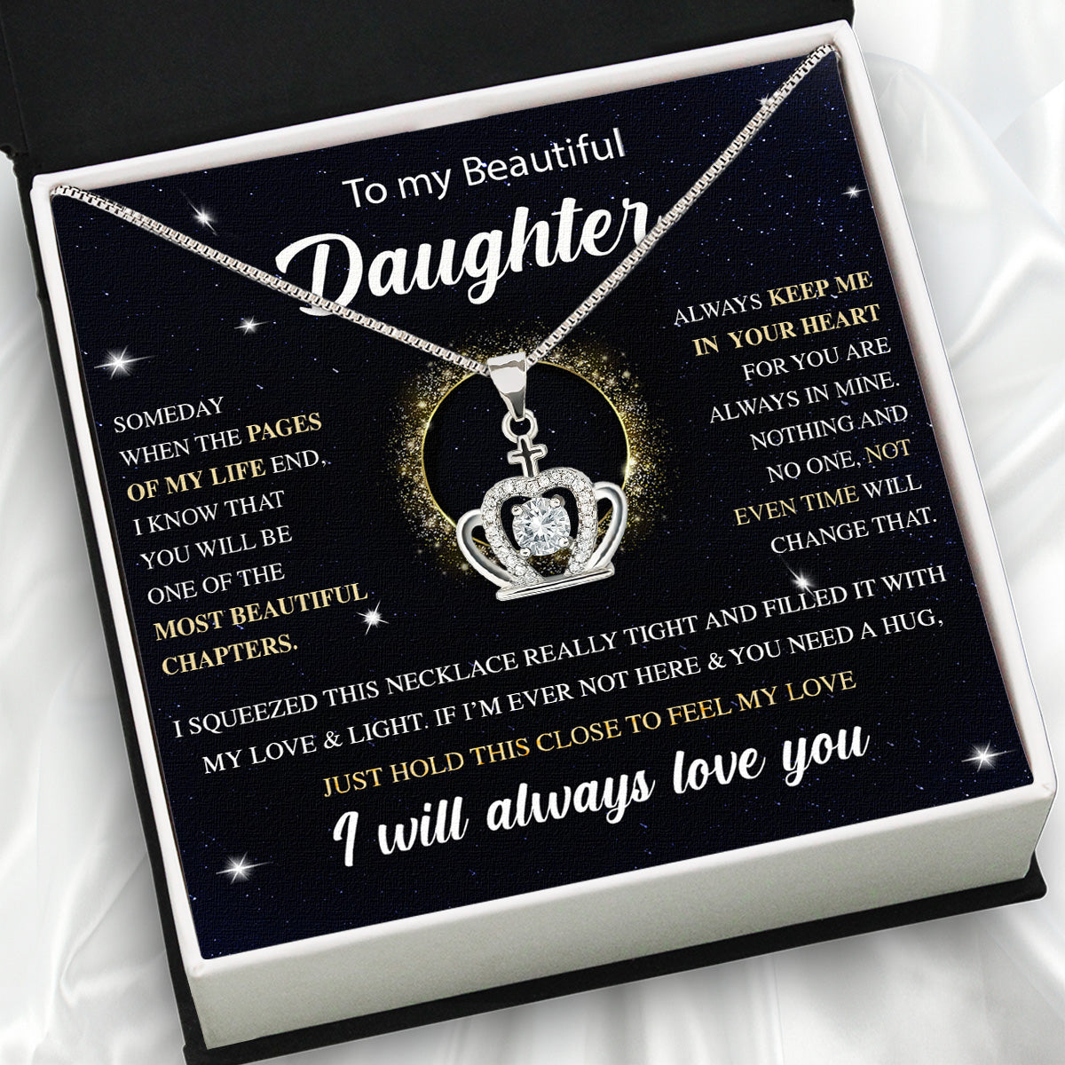 To My Daughter Necklace With Personalized Message Card