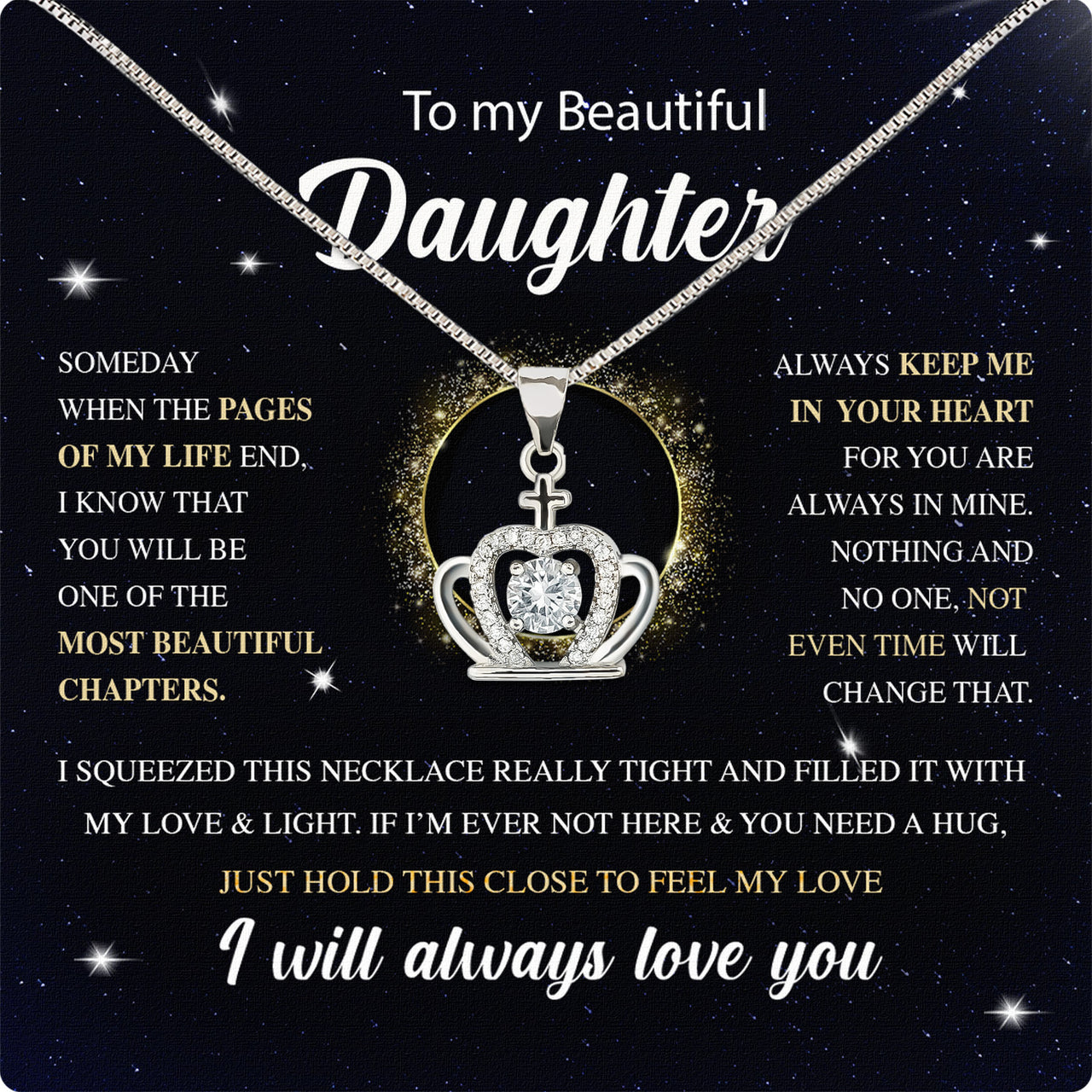 To My Daughter Necklace With Personalized Message Card