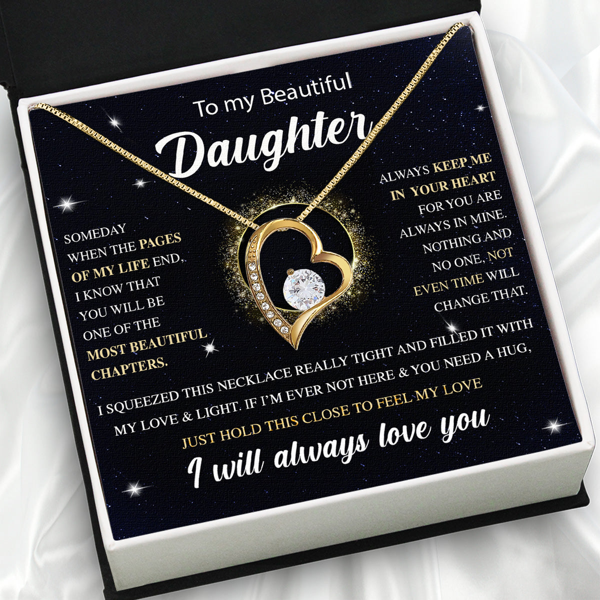 To My Daughter Necklace With Personalized Message Card